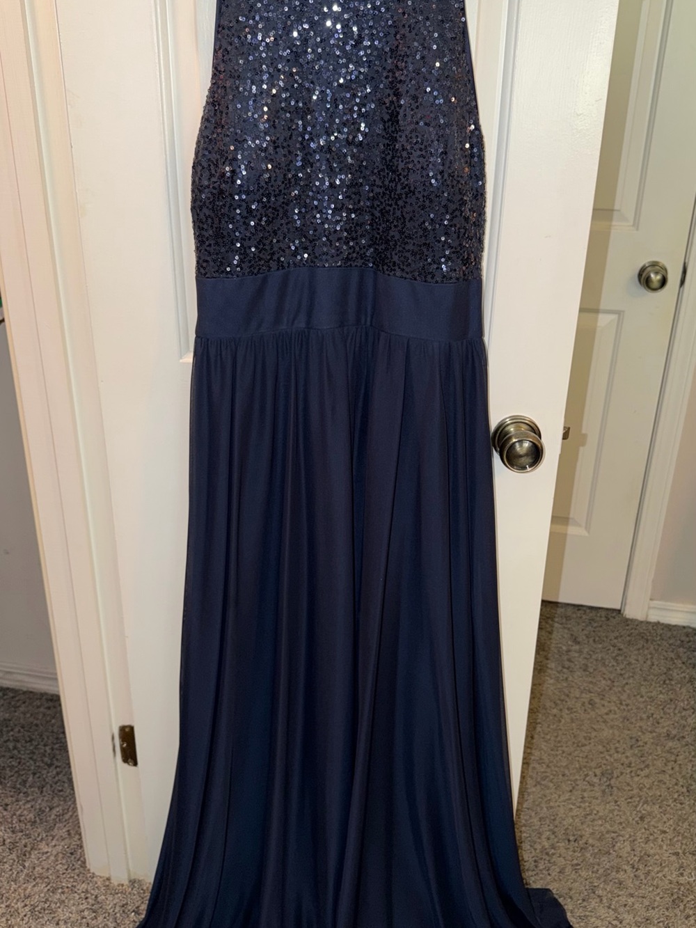 Jessica Howard High Neck Sequin Top Long Formal Evening Gown size 14